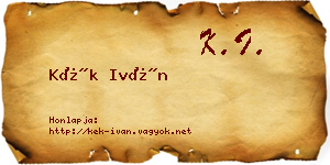 Kék Iván névjegykártya